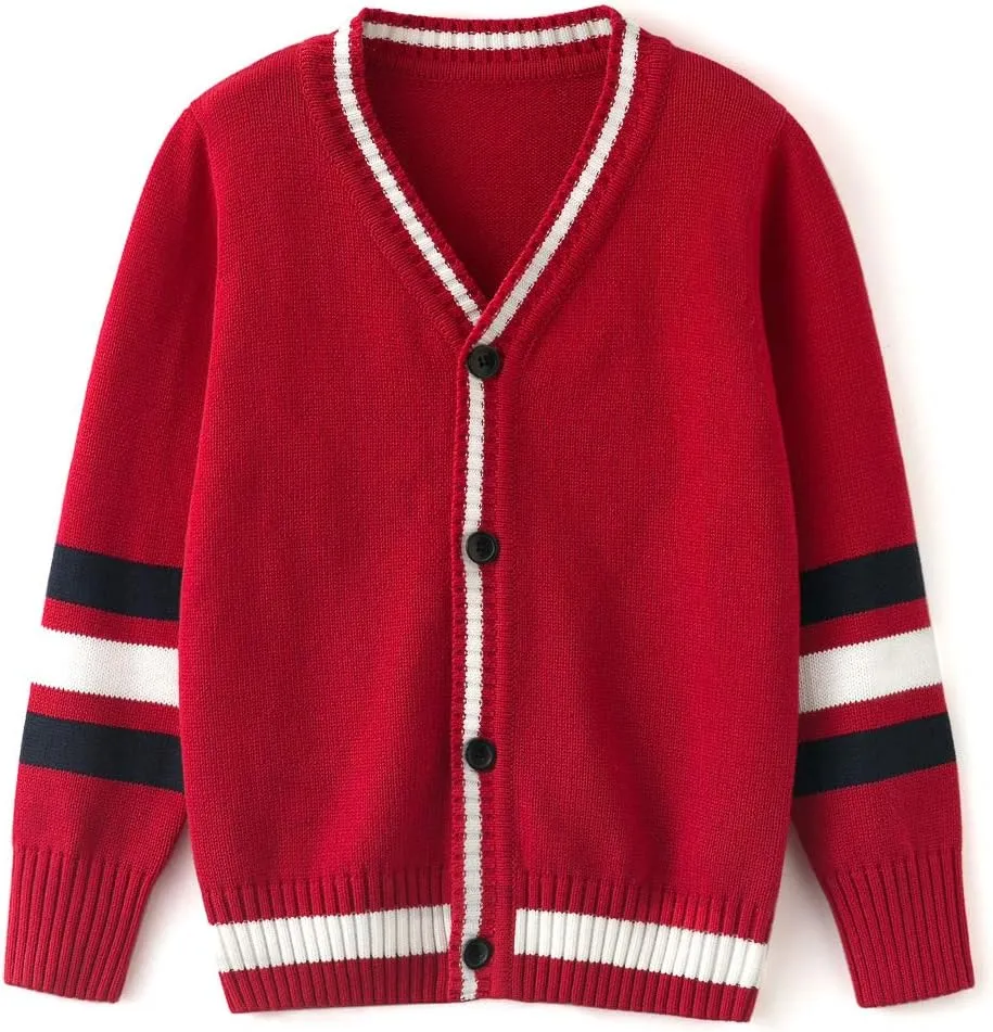 Curipeer Boys' Cardigan Knitted Sweater Fall Button Up Sweater Cardigan for Toddler Boys 3-14Y