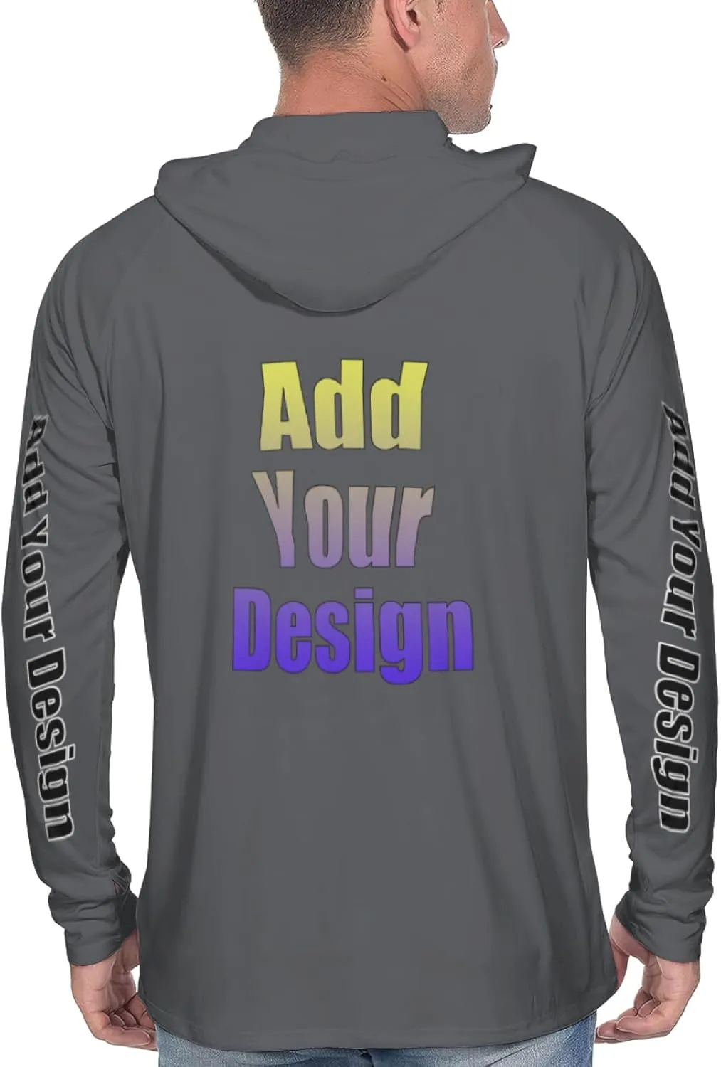 Custom Men's Sun Protection Hoodie - Personalized UPF 50  Outdoor Long Sleeve Shirt for Hiking, Fishing & Swimming