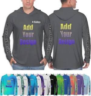 Custom Men's Sun Protection Hoodie - Personalized UPF 50  Outdoor Long Sleeve Shirt for Hiking, Fishing & Swimming