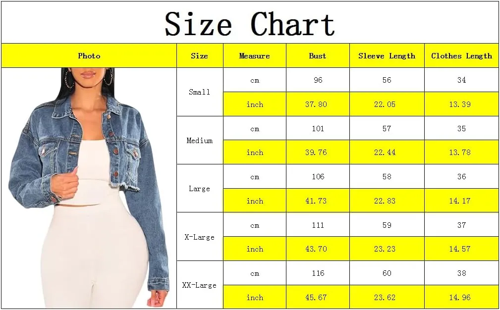 CutieLove Women's Cropped Denim Jackets Long Sleeve Destroyed Crop Top Casual Jean Coat