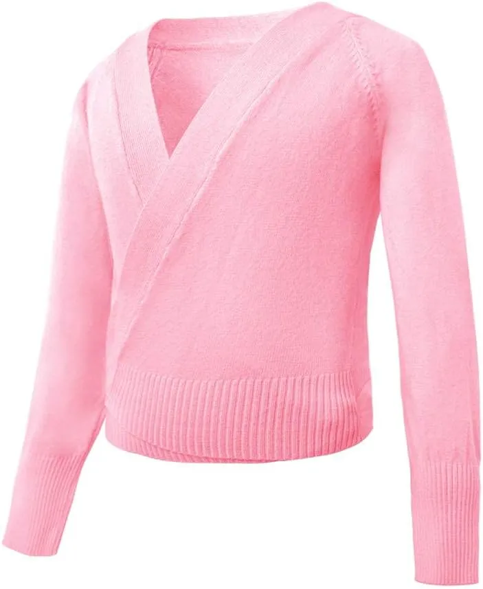 Daydance Women Wrap Dance Sweater Pink Soft Ballet Warm Up Jacket for Leotards