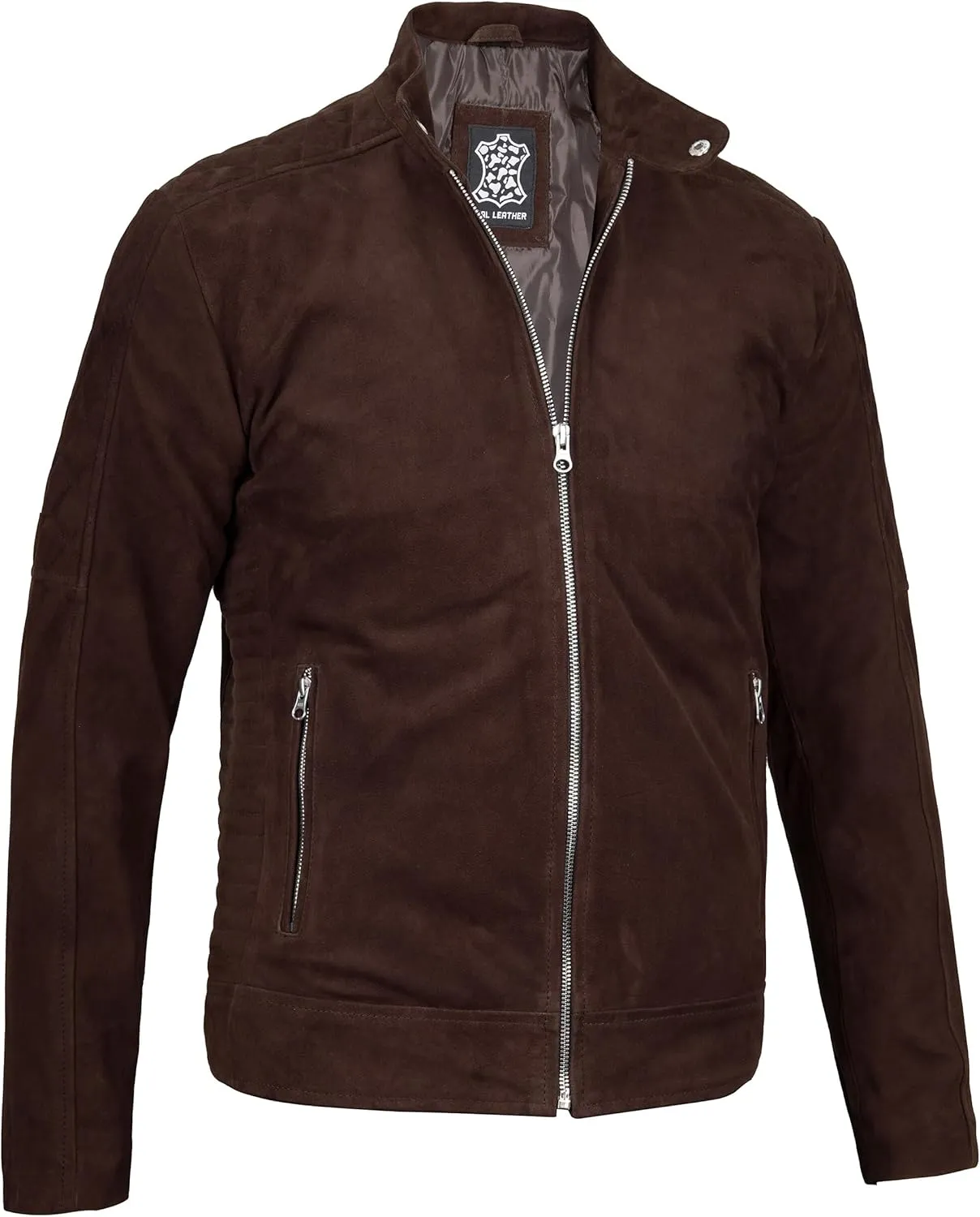 Decrum Leather Suede Jacket Men  Real Lambskin Brown & Black Leather Jacket Men Casual
