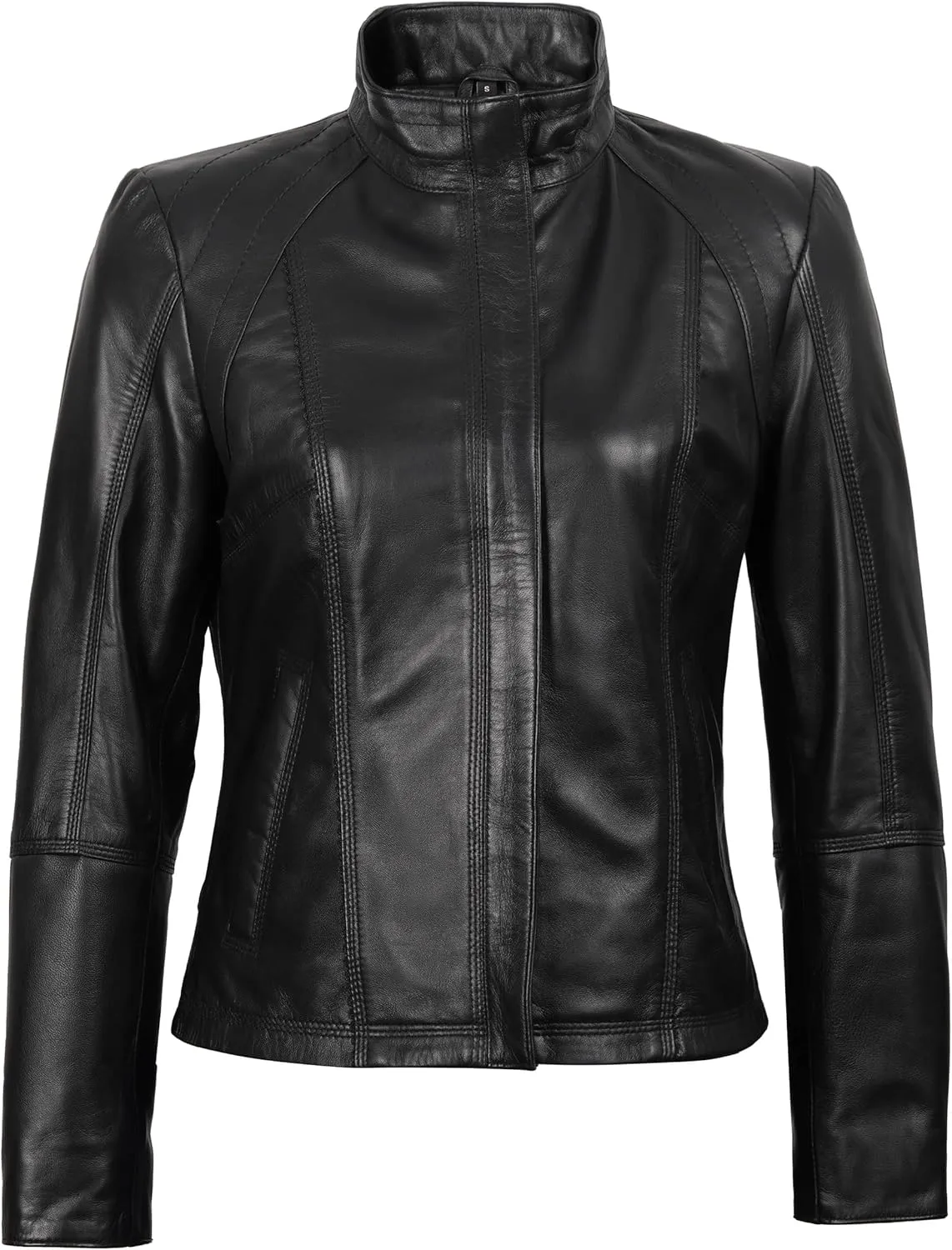 Decrum Womens Leather Jacket - Real Lambskin Fashion Leather Jackets for Women