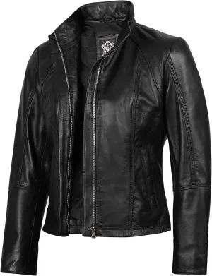 Decrum Womens Leather Jacket - Real Lambskin Fashion Leather Jackets for Women