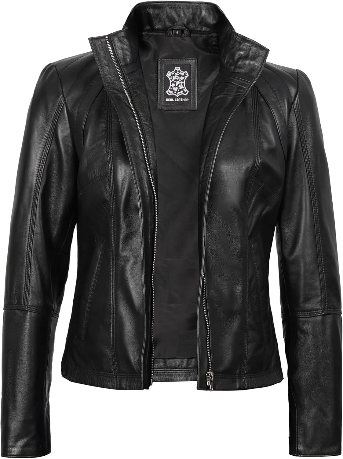 Decrum Womens Leather Jacket - Real Lambskin Fashion Leather Jackets for Women