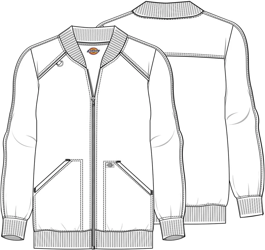 Dickies Women Scrub Jacket Zip Front Warm-Up Rib Knit Collar with 2 Welt Pocket DK365