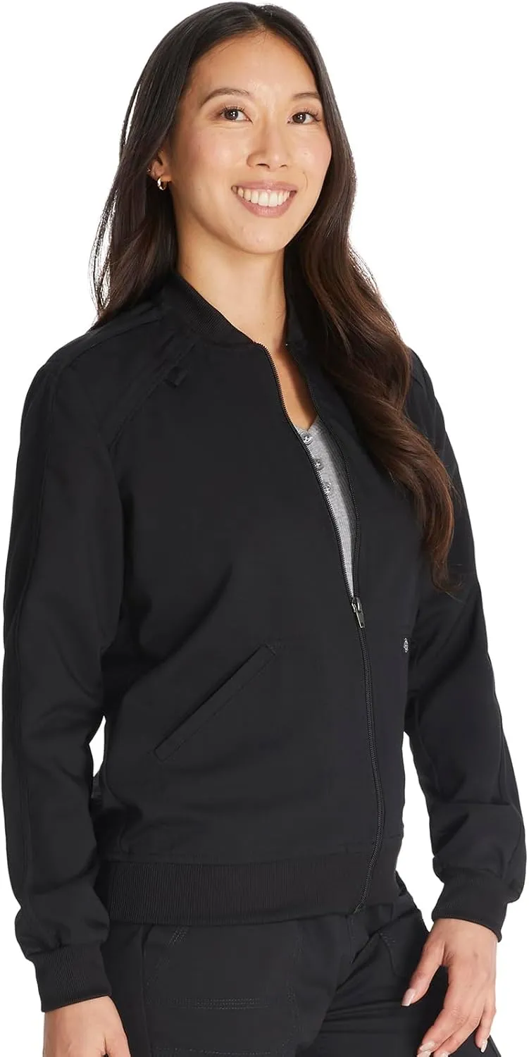 Dickies Women Scrub Jacket Zip Front Warm-Up Rib Knit Collar with 2 Welt Pocket DK365