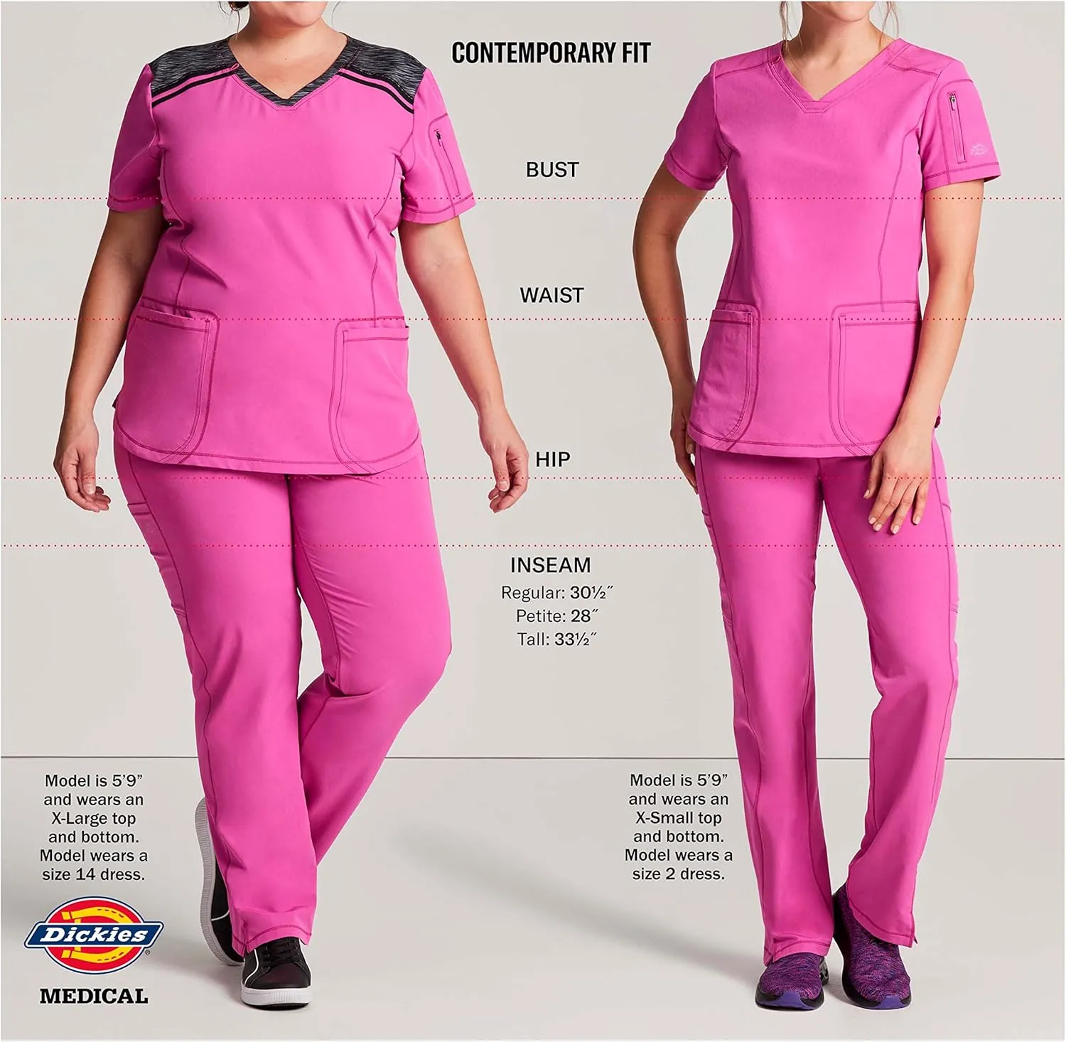 Dickies Women Scrub Jacket Zip Front Warm-Up Rib Knit Collar with 2 Welt Pocket DK365