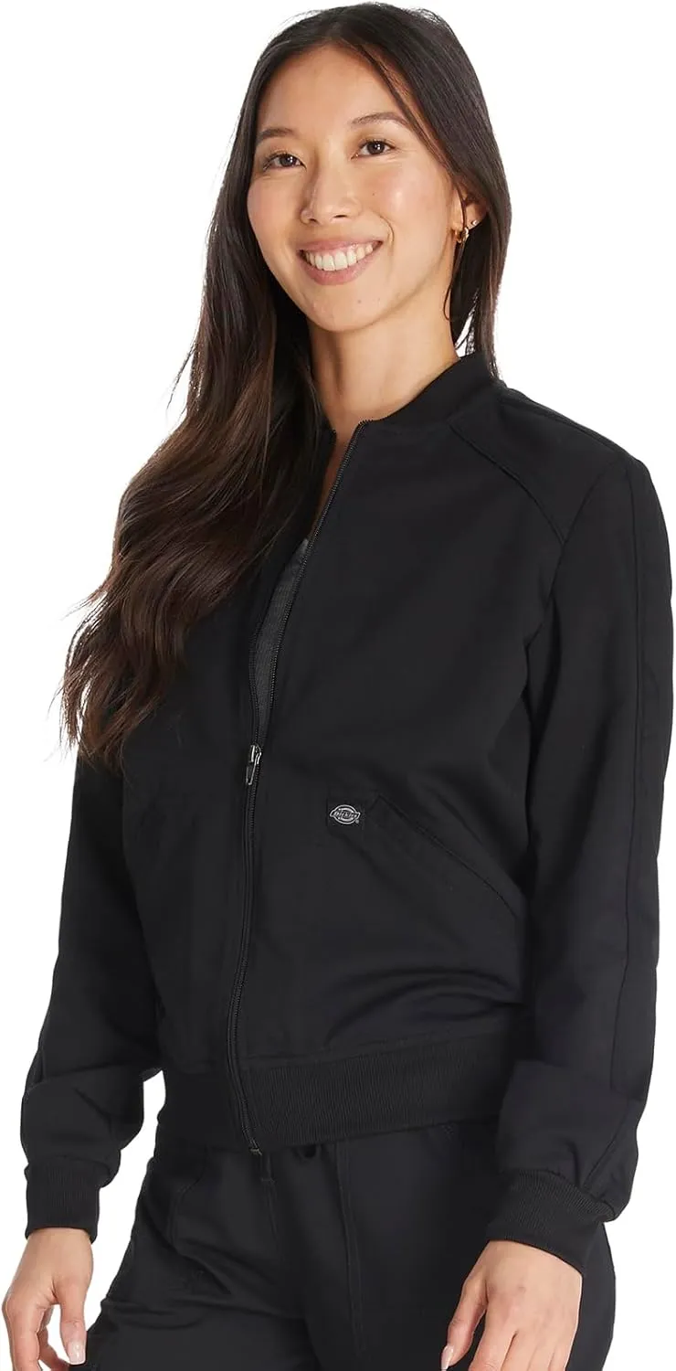 Dickies Women Scrub Jacket Zip Front Warm-Up Rib Knit Collar with 2 Welt Pocket DK365