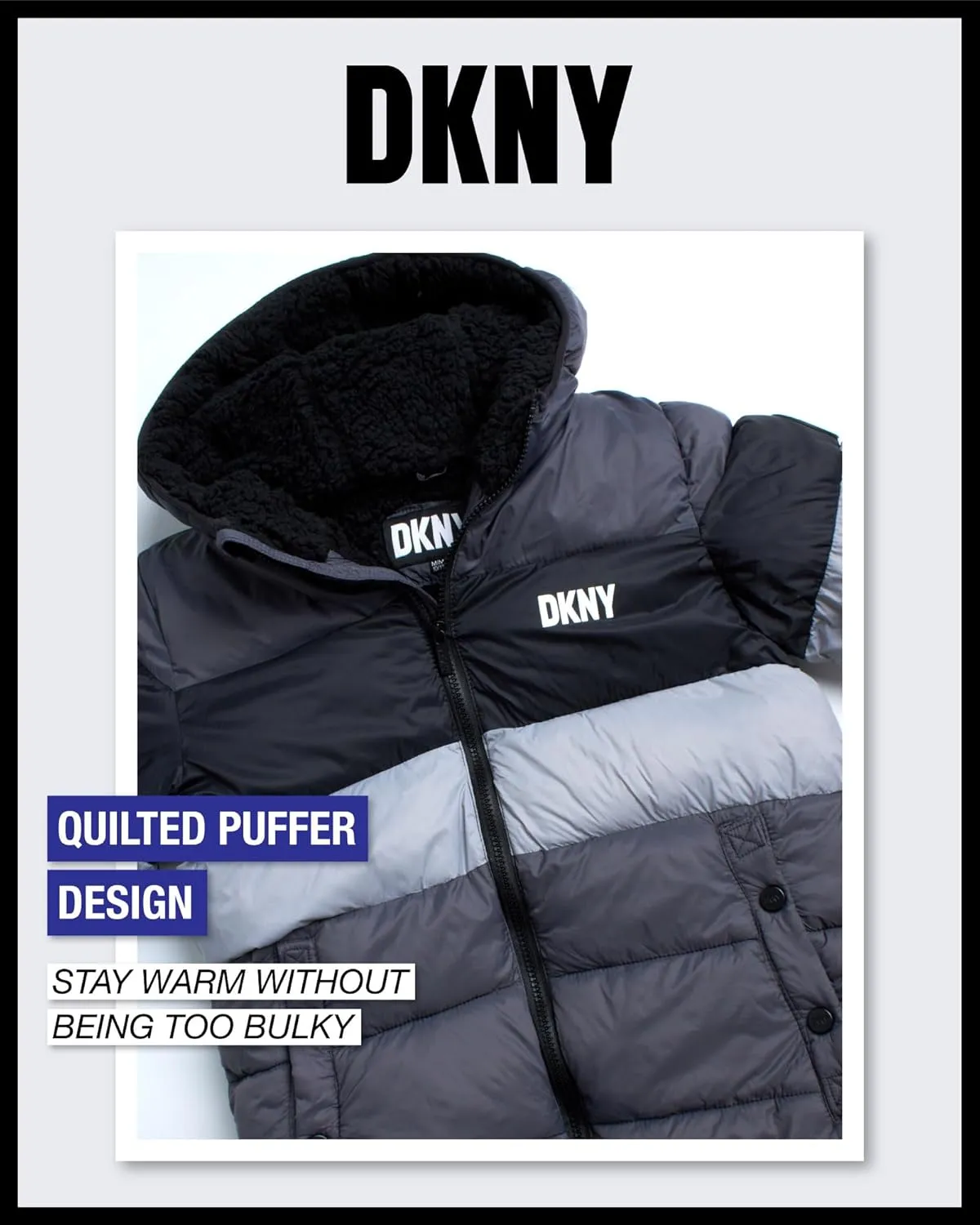 DKNY Boys' Winter Jacket - Heavyweight Sherpa Lined Bubble Puffer Coat with Convenient Pockets - Jacket for Boys (Size: 4-20)