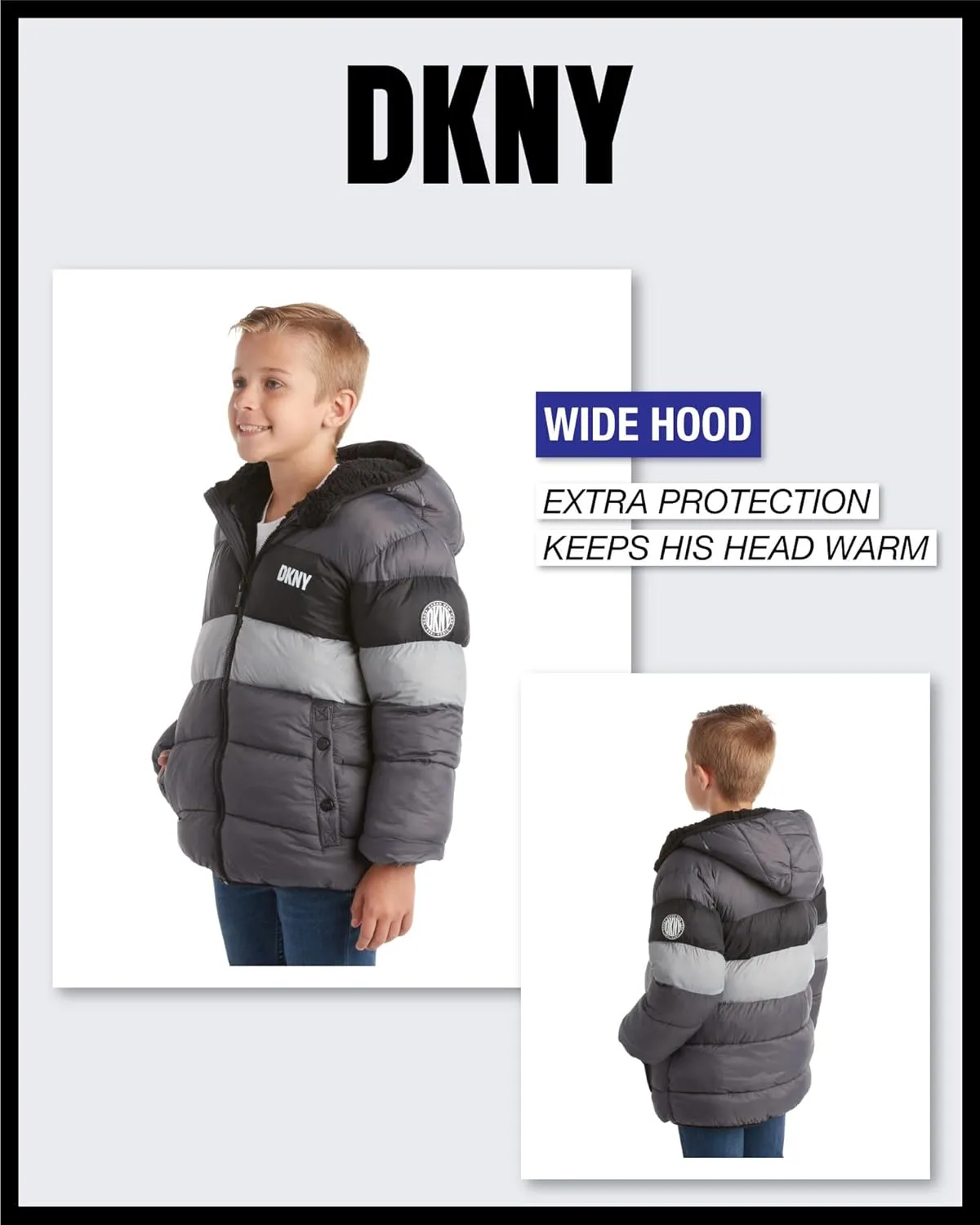 DKNY Boys' Winter Jacket - Heavyweight Sherpa Lined Bubble Puffer Coat with Convenient Pockets - Jacket for Boys (Size: 4-20)