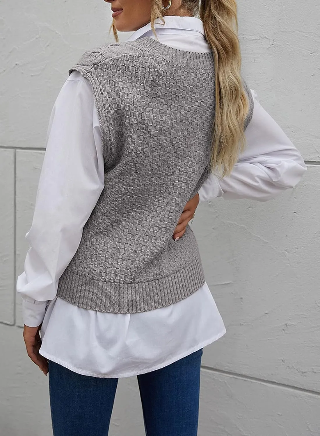 Dokotoo Sweater Vest Women Knitted V Neck Oversized Sweaters Sleeveless Knitwear Tank Tops
