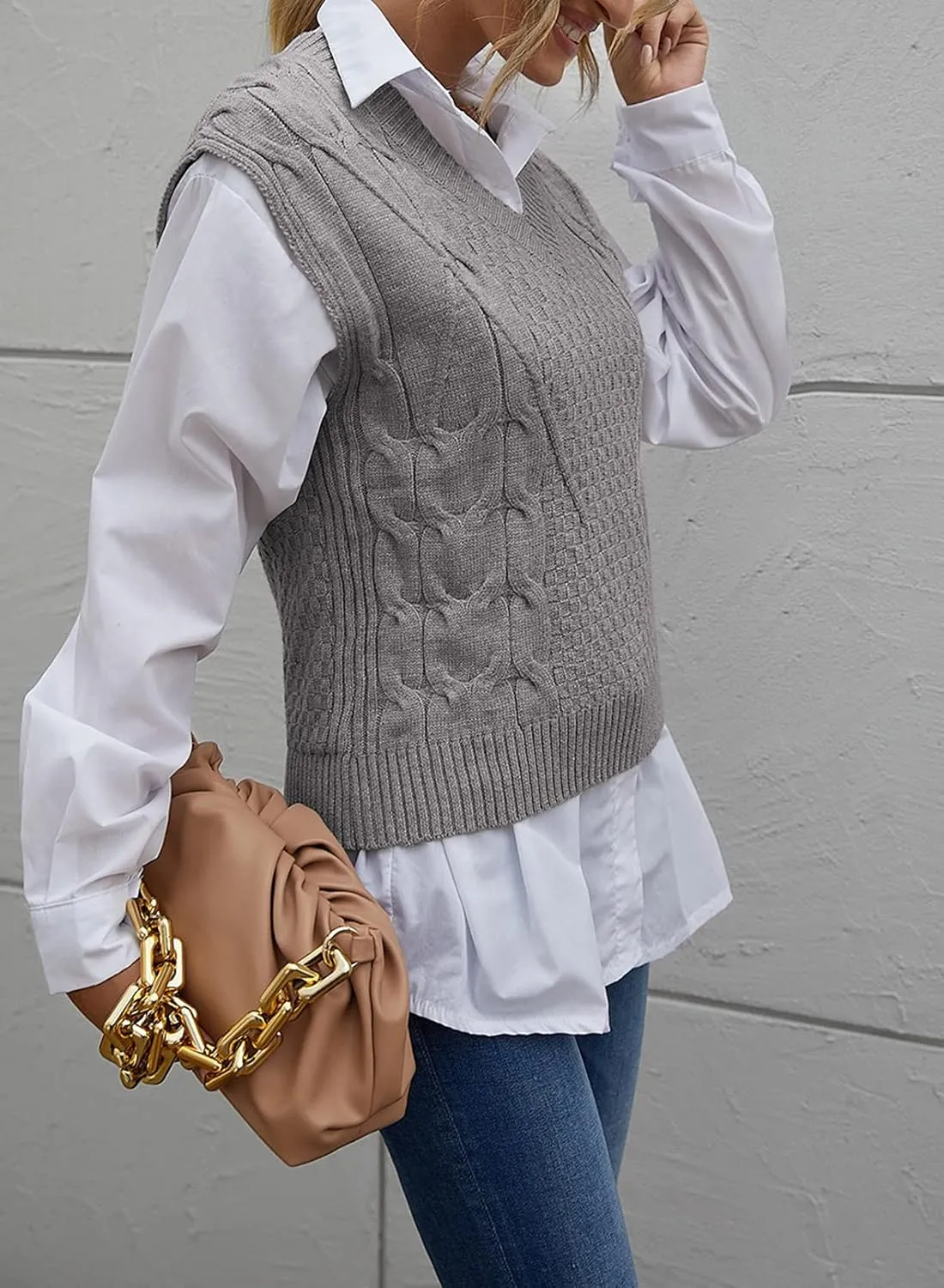 Dokotoo Sweater Vest Women Knitted V Neck Oversized Sweaters Sleeveless Knitwear Tank Tops