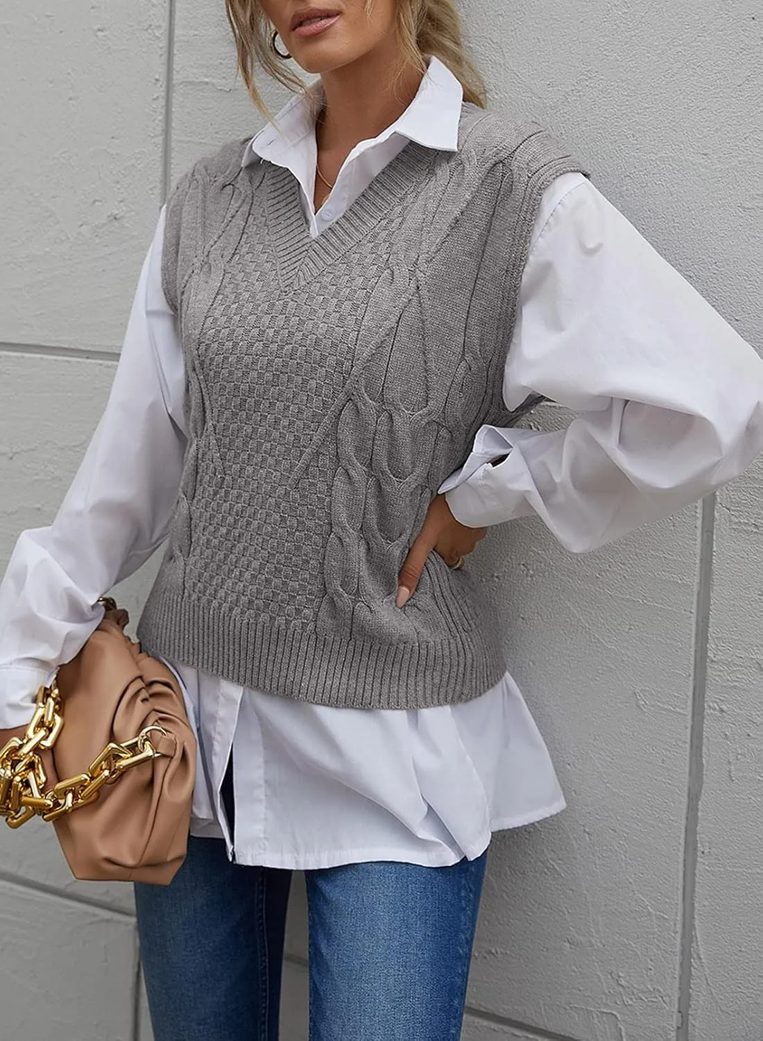 Dokotoo Sweater Vest Women Knitted V Neck Oversized Sweaters Sleeveless Knitwear Tank Tops