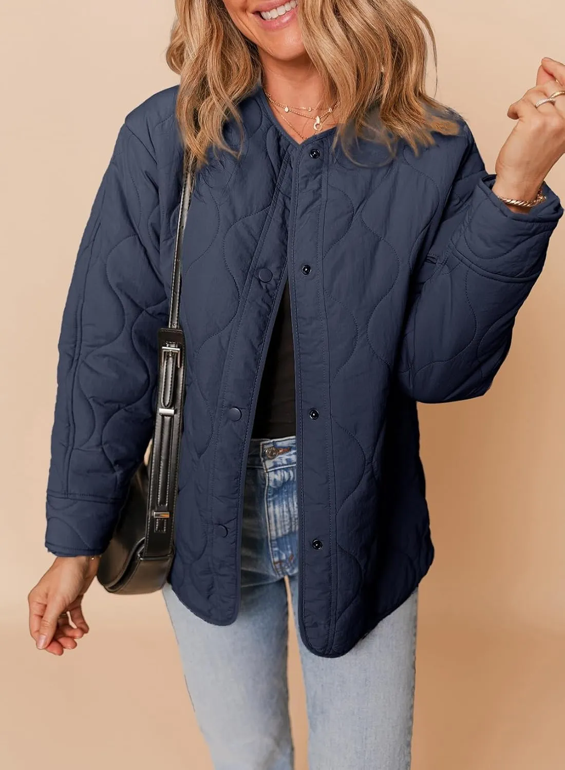 Dokotoo Womens Quilted Lightweight Jackets Button Down Puffer Jacket Coats Padded Outwear with Pockets