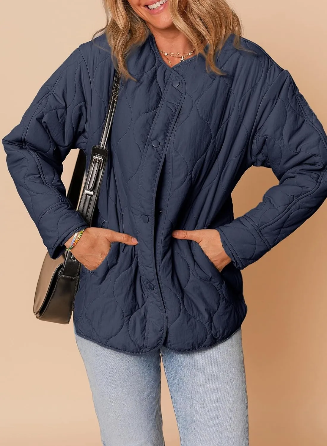 Dokotoo Womens Quilted Lightweight Jackets Button Down Puffer Jacket Coats Padded Outwear with Pockets