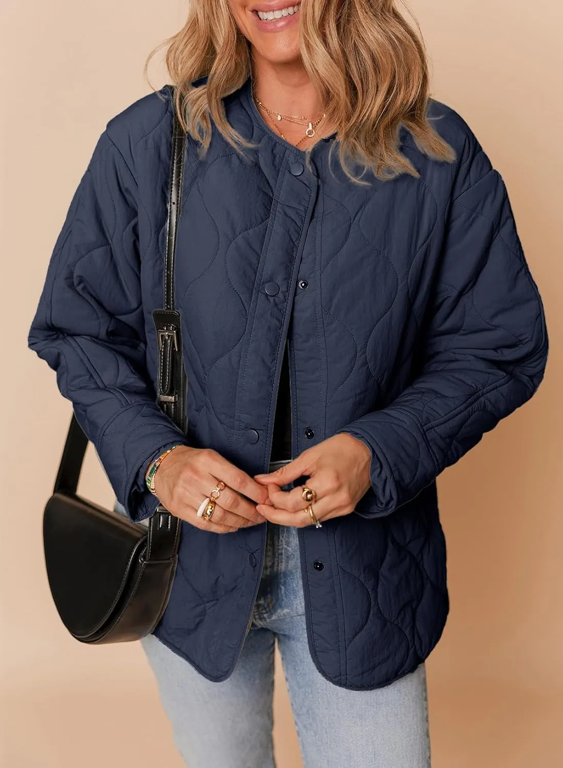 Dokotoo Womens Quilted Lightweight Jackets Button Down Puffer Jacket Coats Padded Outwear with Pockets