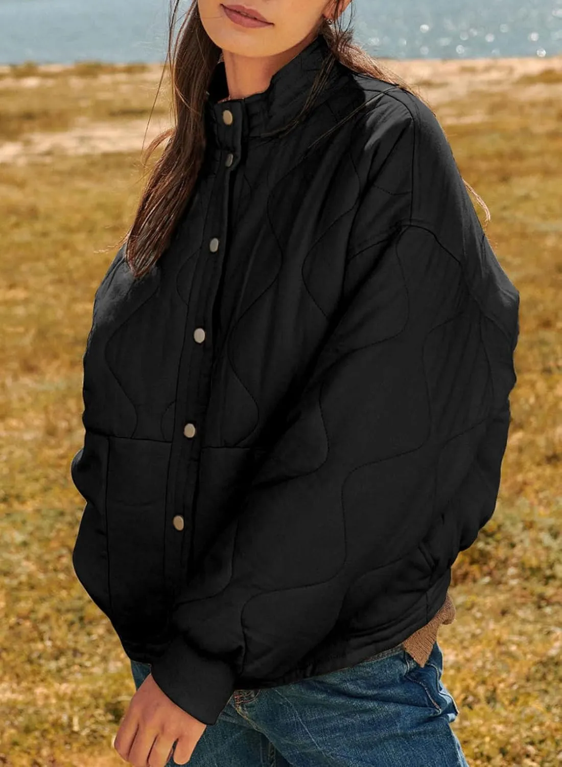 Dokotoo Womens Quilted Puffer Jackets Lightweight Button Down Padded Jacket Coats with Pockets