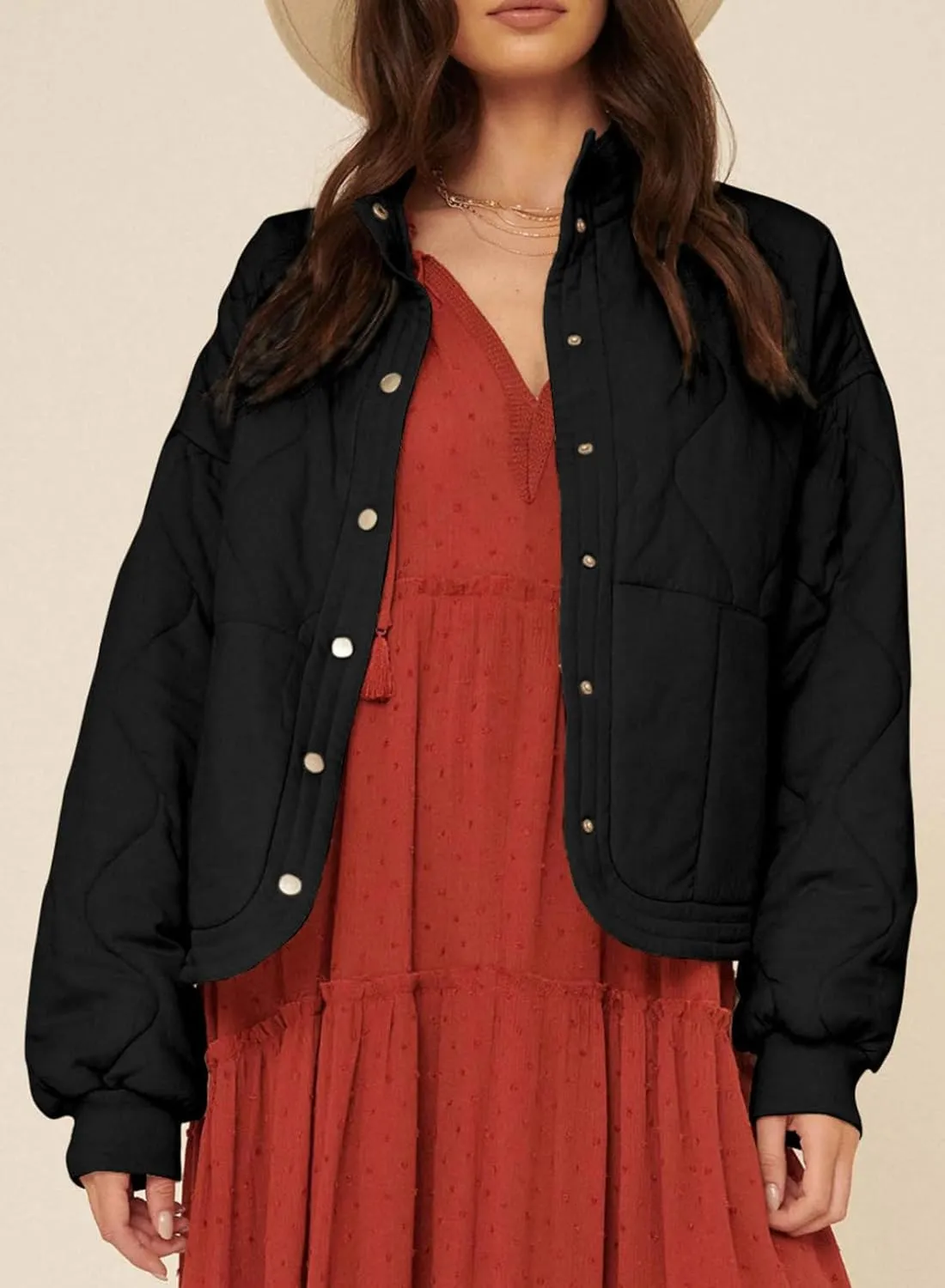 Dokotoo Womens Quilted Puffer Jackets Lightweight Button Down Padded Jacket Coats with Pockets