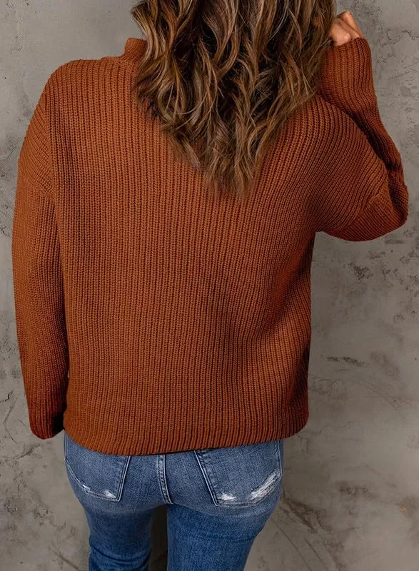 Dokotoo Womens Sweaters Long Sleeve 1/4 Zip Pullover Polo V Neck Dressy Casual Tops