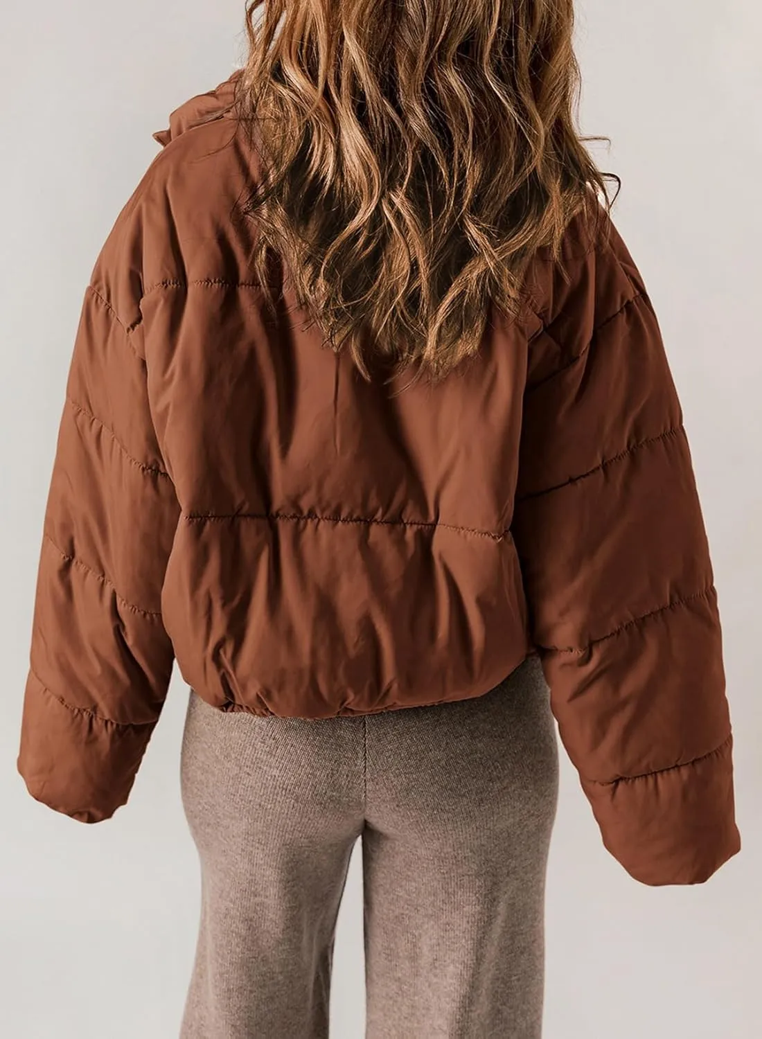 Dokotoo Womens Winter Quilted Jackets Long Sleeve Full Zip Puffer Jacket Coats with Pockets