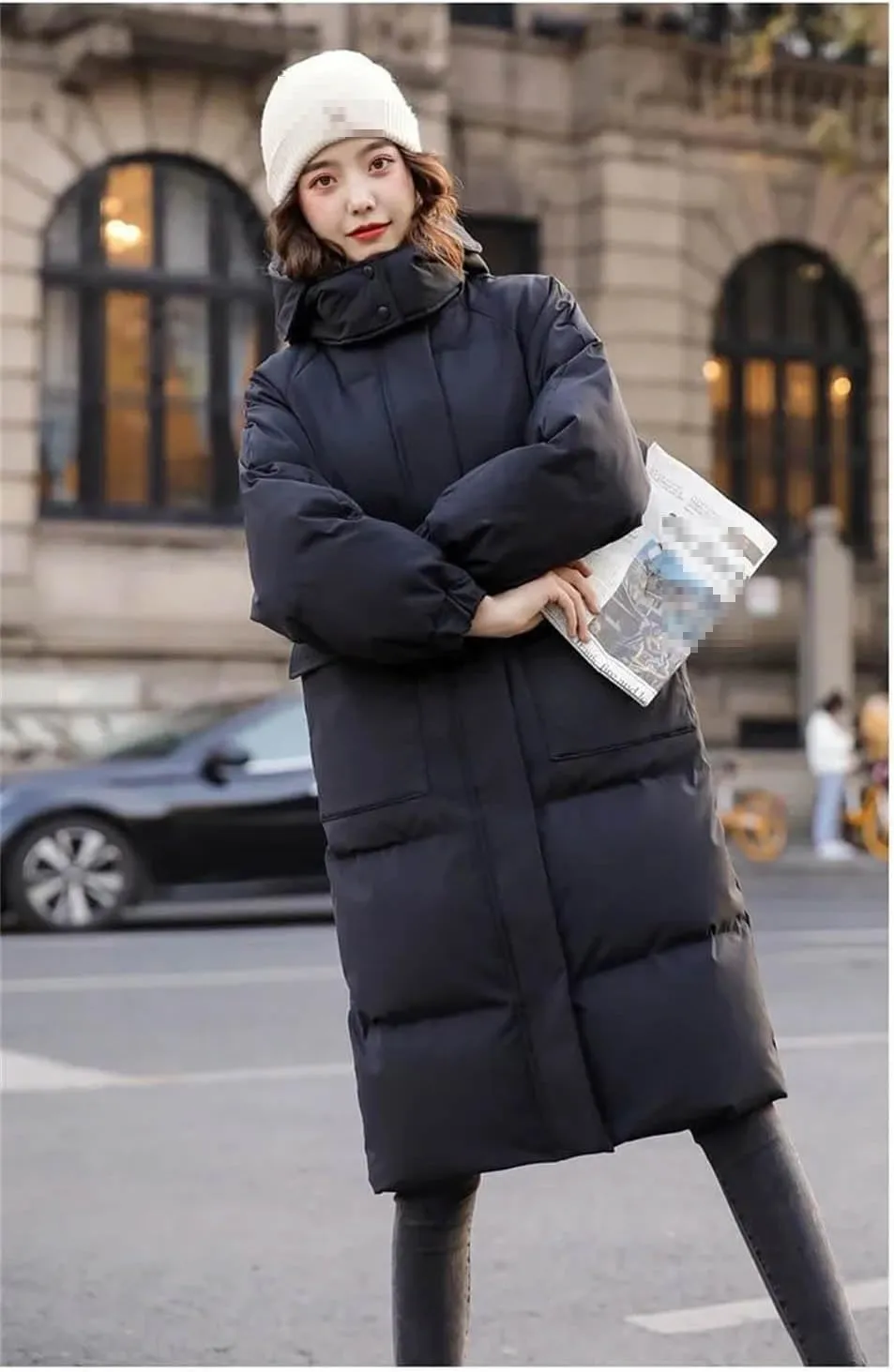 Down Padded Jacket Women's Winter Clothing Style Loose Cotton-Padded Coat Mid-Length Padded Jacket Bread Coat
