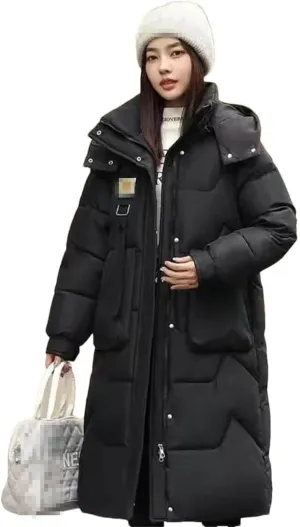 Down Padded Jacket Women's Winter Clothing Style Loose Cotton-Padded Coat Mid-Length Padded Jacket Bread Coat