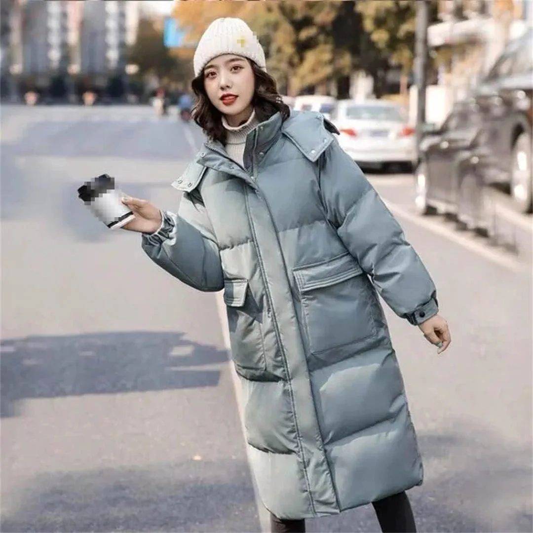Down Padded Jacket Women's Winter Clothing Style Loose Cotton-Padded Coat Mid-Length Padded Jacket Bread Coat