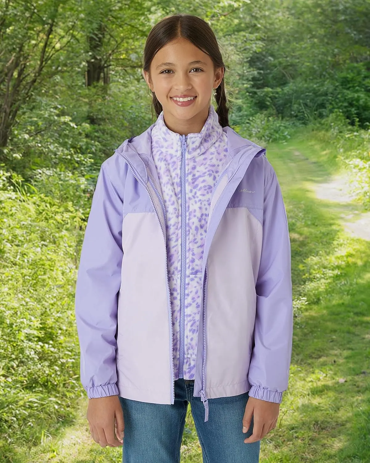 Eddie Bauer Girls' Rain Jacket - Lone Peak Waterproof 3 in 1 Insulated Windbreaker Coat with Removable Fleece Lining (5-20)