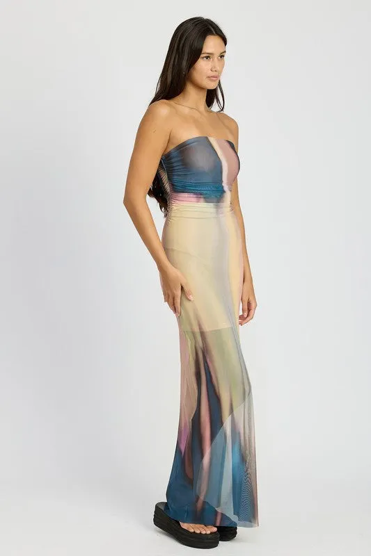 EMORY PARK Shirred Tube Maxi Dress with Side Split