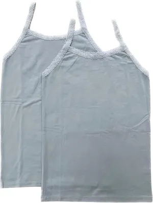 Esme Girl's Cami Tank Top 2pc Under Layer White Grey Black Pink