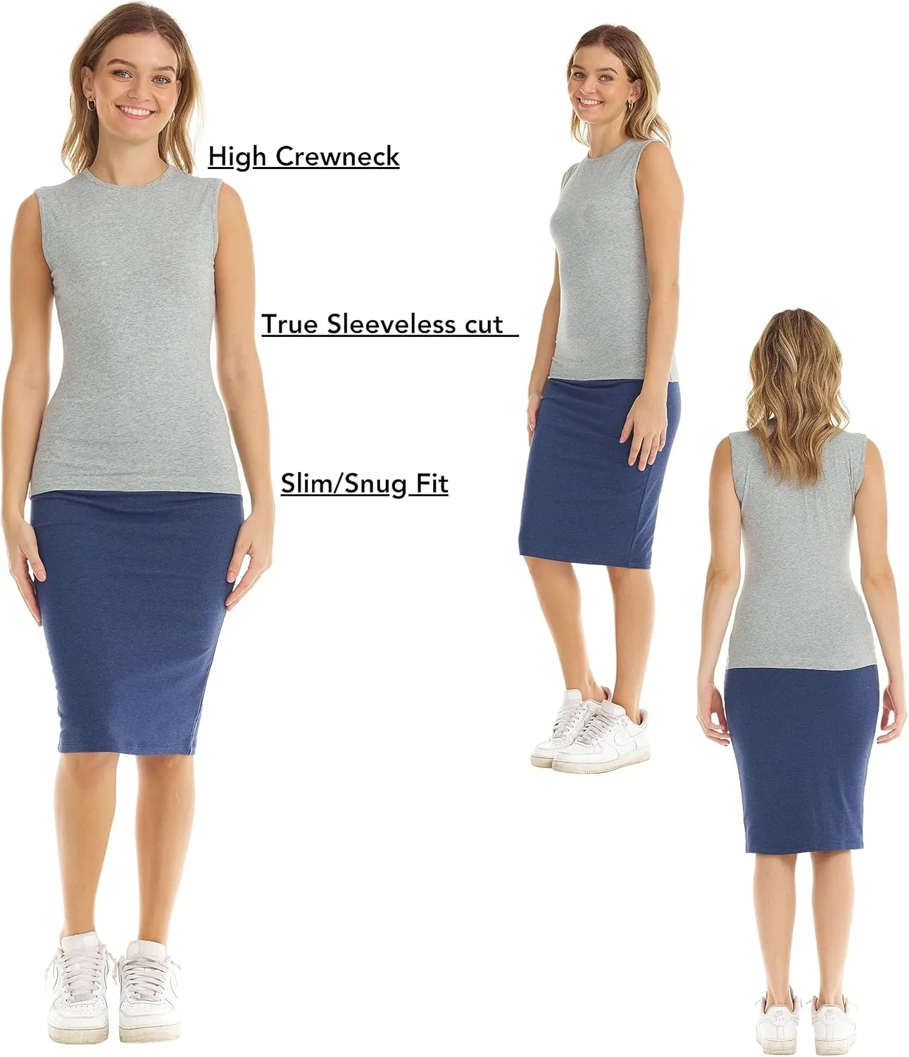 ESTEEZ Women's Tank Top Base Layering Camisole Fitted Sleeveless T-Shirt