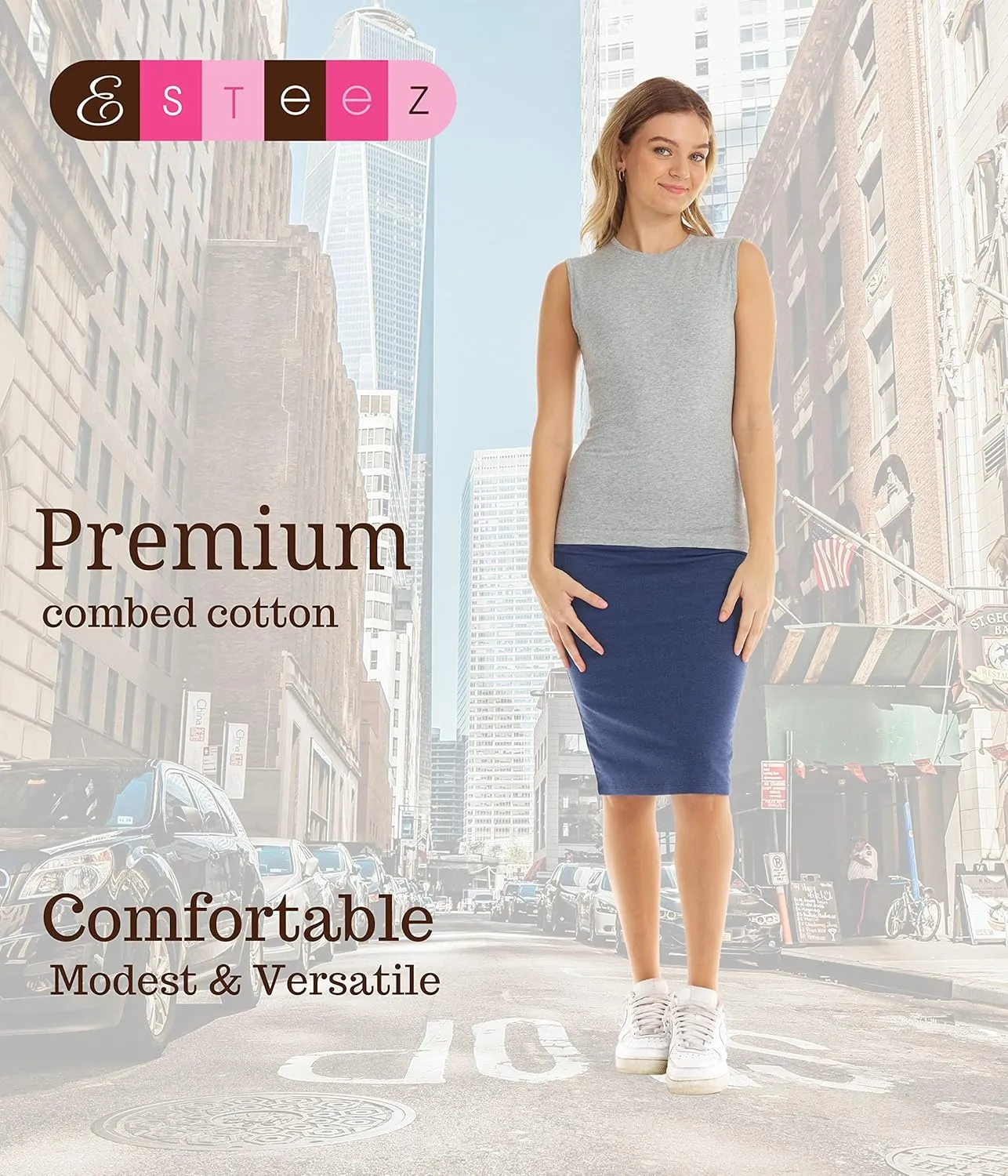 ESTEEZ Women's Tank Top Base Layering Camisole Fitted Sleeveless T-Shirt