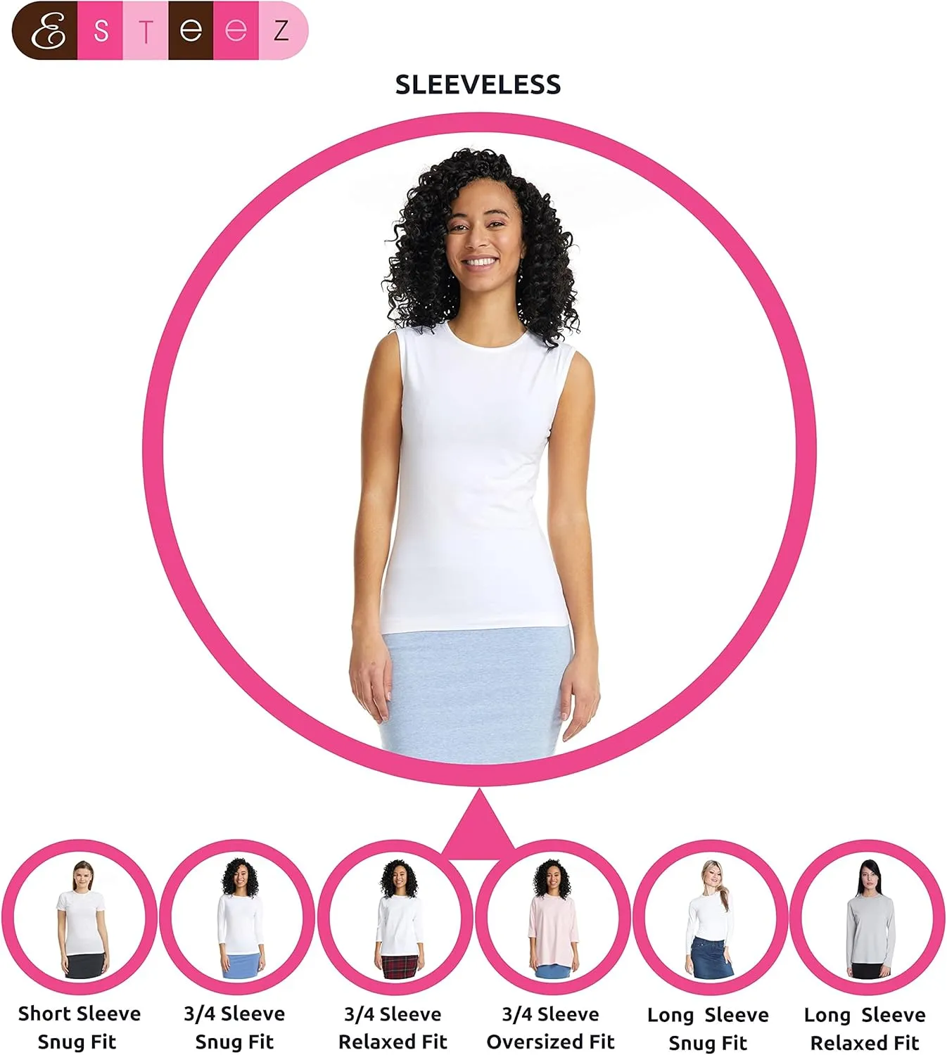 ESTEEZ Women's Tank Top Base Layering Camisole Fitted Sleeveless T-Shirt