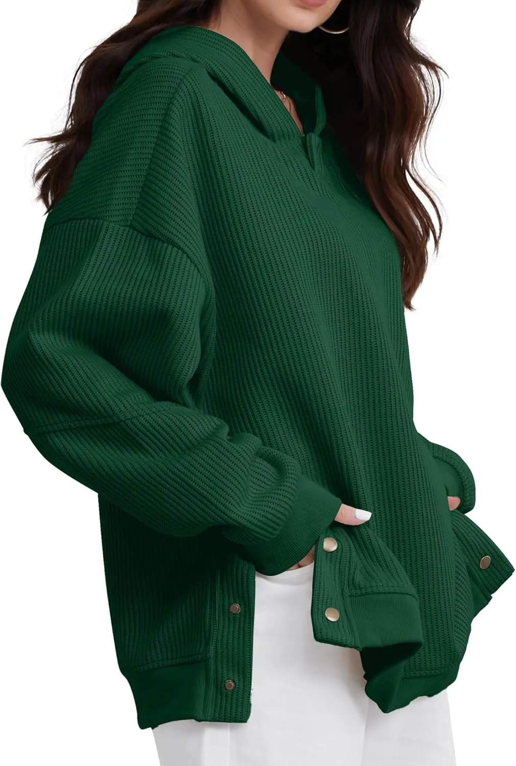 FAIABLE Womens Hoodies Oversized Sweatshirts Button Hooded Pullover Sweatshirt Long Sleeve Casual Tops 2025