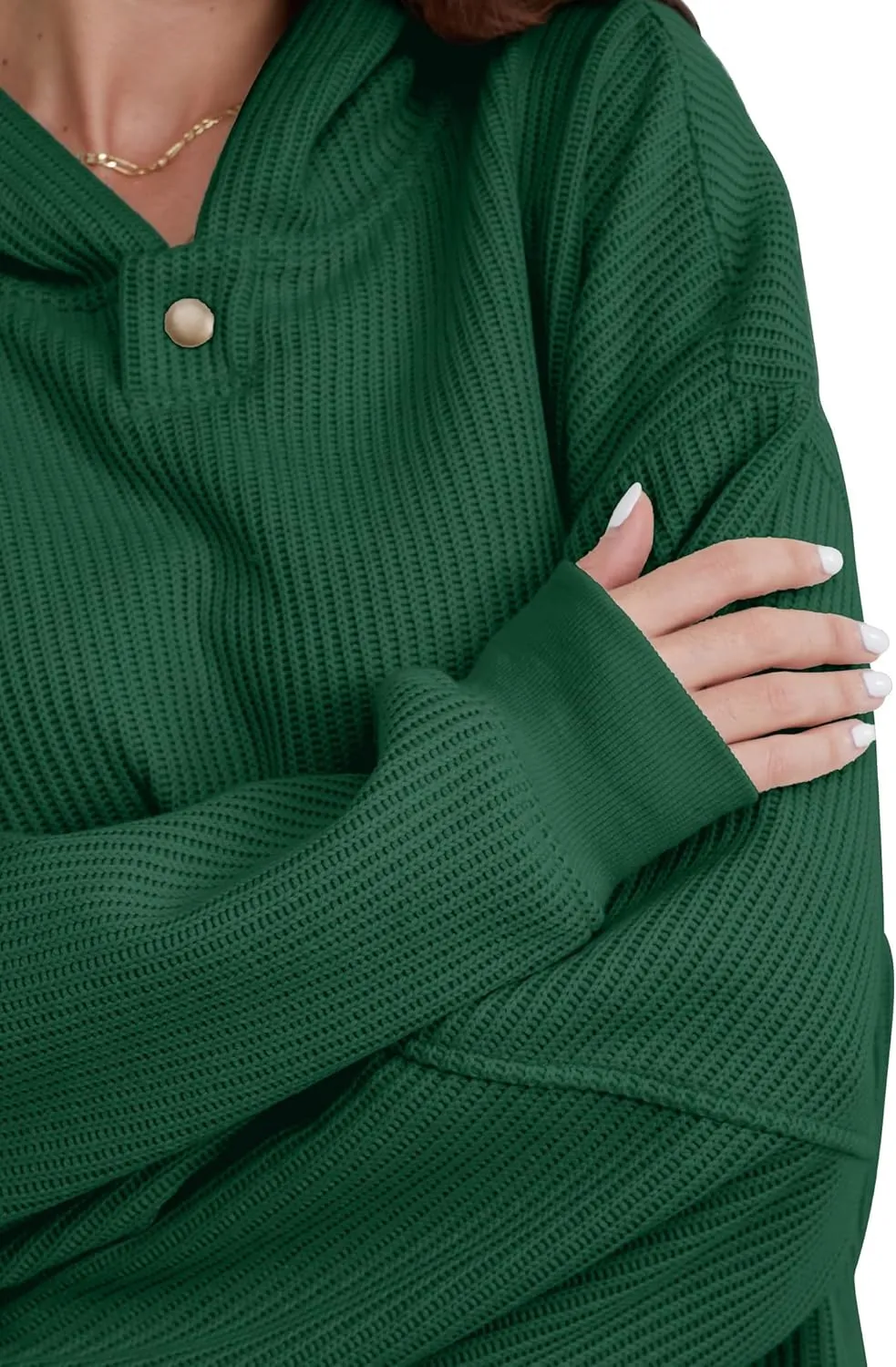 FAIABLE Womens Hoodies Oversized Sweatshirts Button Hooded Pullover Sweatshirt Long Sleeve Casual Tops 2025