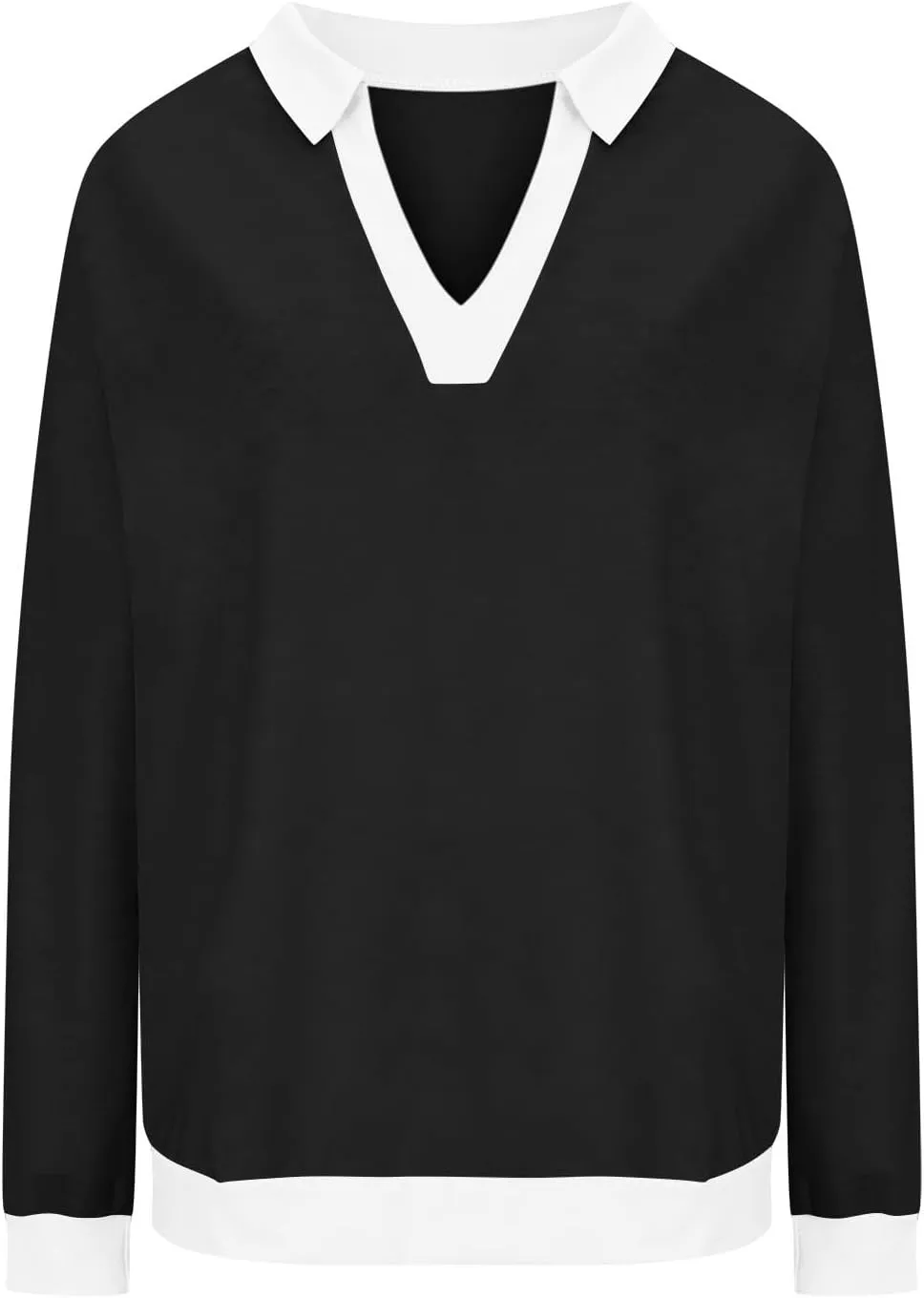 Fall Sweatshirts For Women Casual Long Sleeve Collared v Neck Sweatshirt Shirts Loose Pullover Tops Trendy 2024
