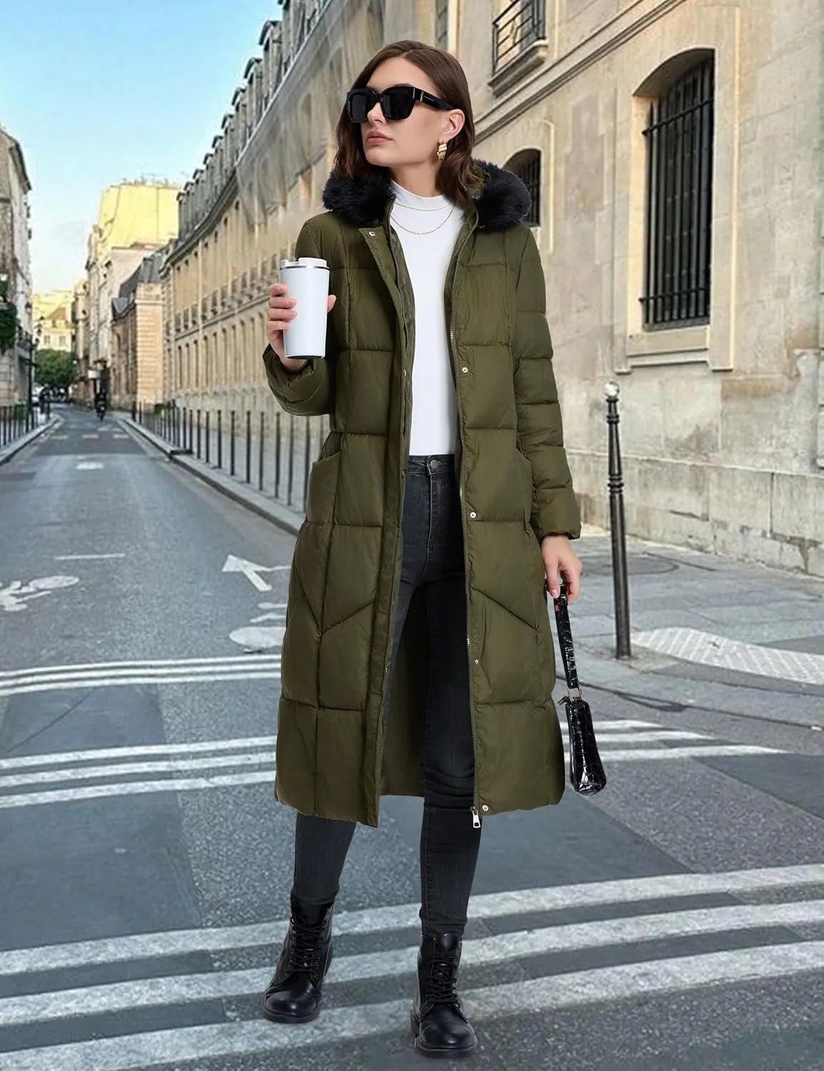 Fengbay Long Puffer Coat Women Down Jacket Parkas Waterproof Warm Long Winter Coats for Women With Hood