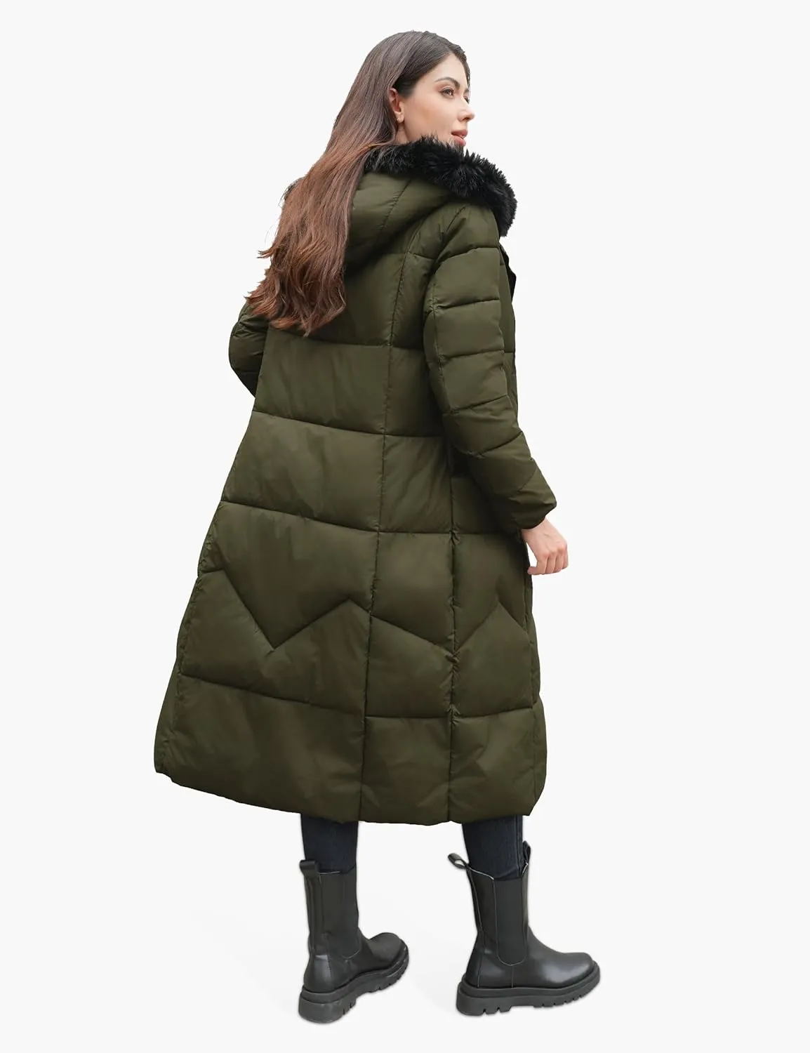 Fengbay Long Puffer Coat Women Down Jacket Parkas Waterproof Warm Long Winter Coats for Women With Hood