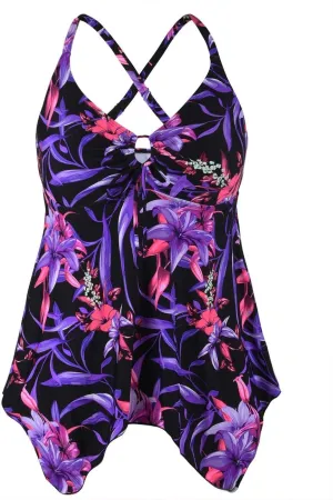 Firpearl Women's Tankini Swimsuits Modest Flowy Crossback Plus Size Bathing Suit Top