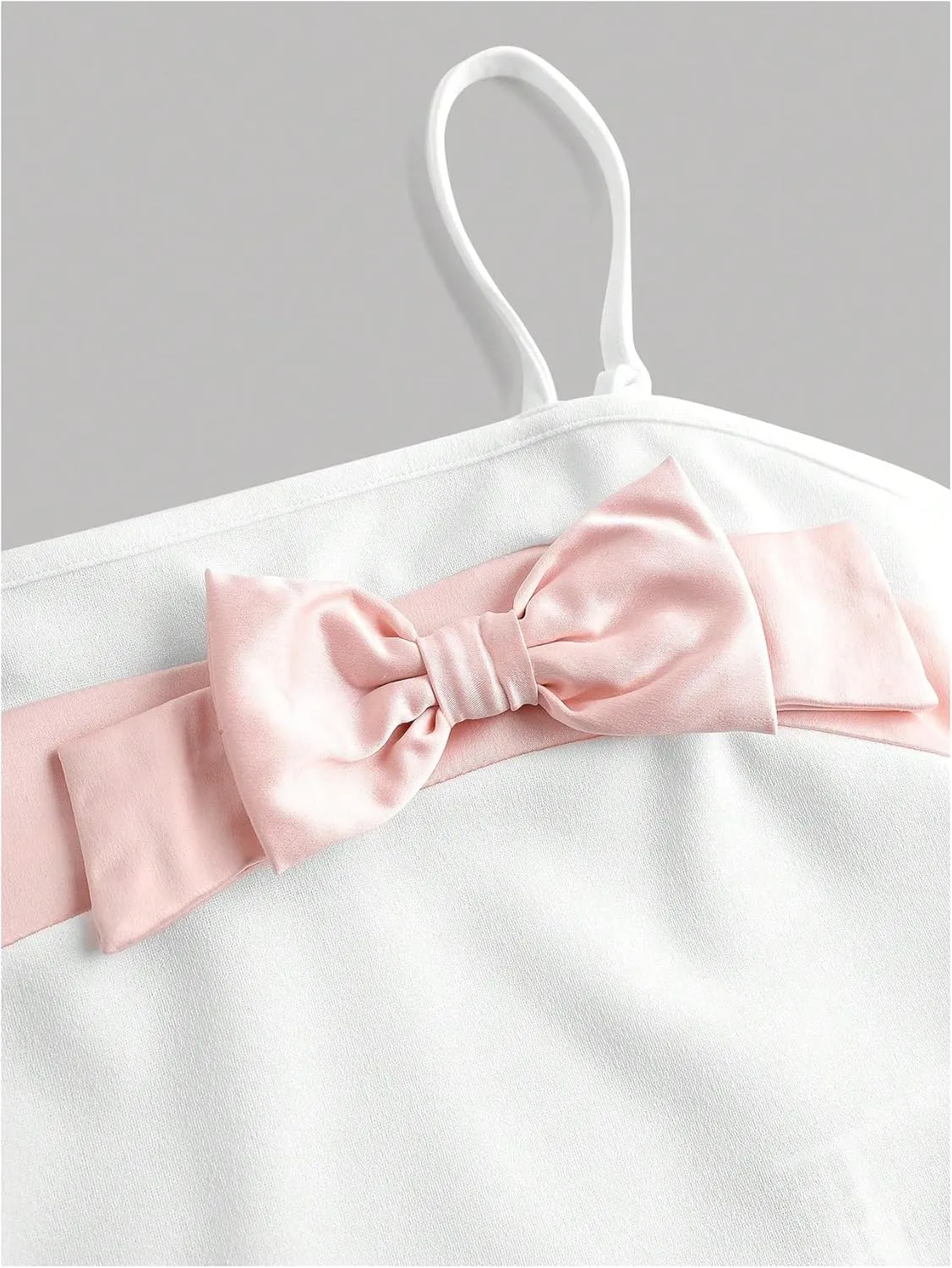 Floerns Girl's Colorblock Bow Sleeveless Camisole Kids Spaghetti Strap Cami Top
