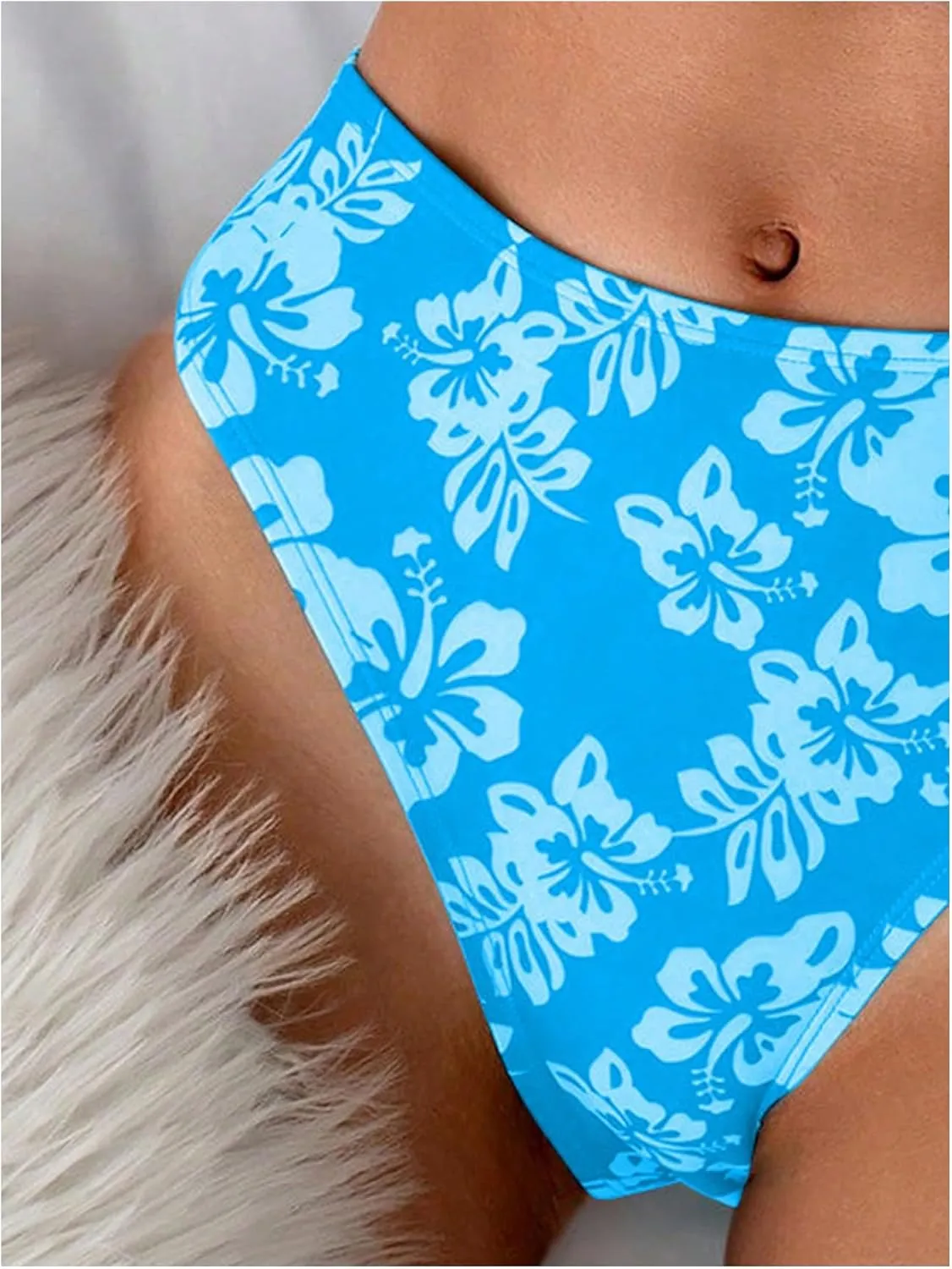 Floerns Women's Floral Print Halter Neck Tankini Top Two Piece Bathing Swimsuit