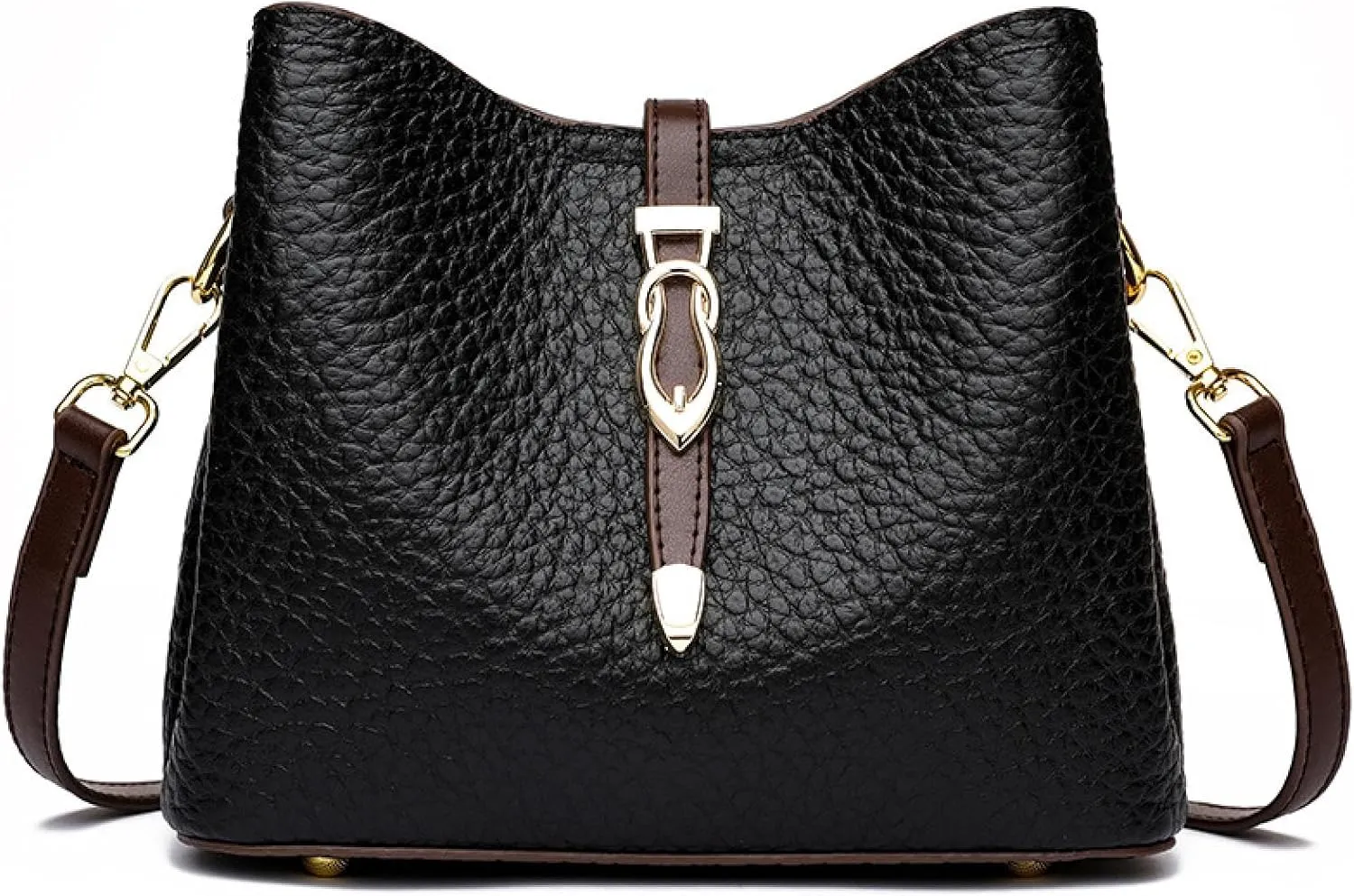 Genuine Leather Women's Bag, Bucket Bag, Top Layer Cowhide Shoulder Crossbody Bag
