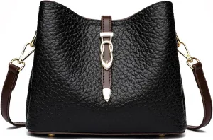 Genuine Leather Women's Bag, Bucket Bag, Top Layer Cowhide Shoulder Crossbody Bag