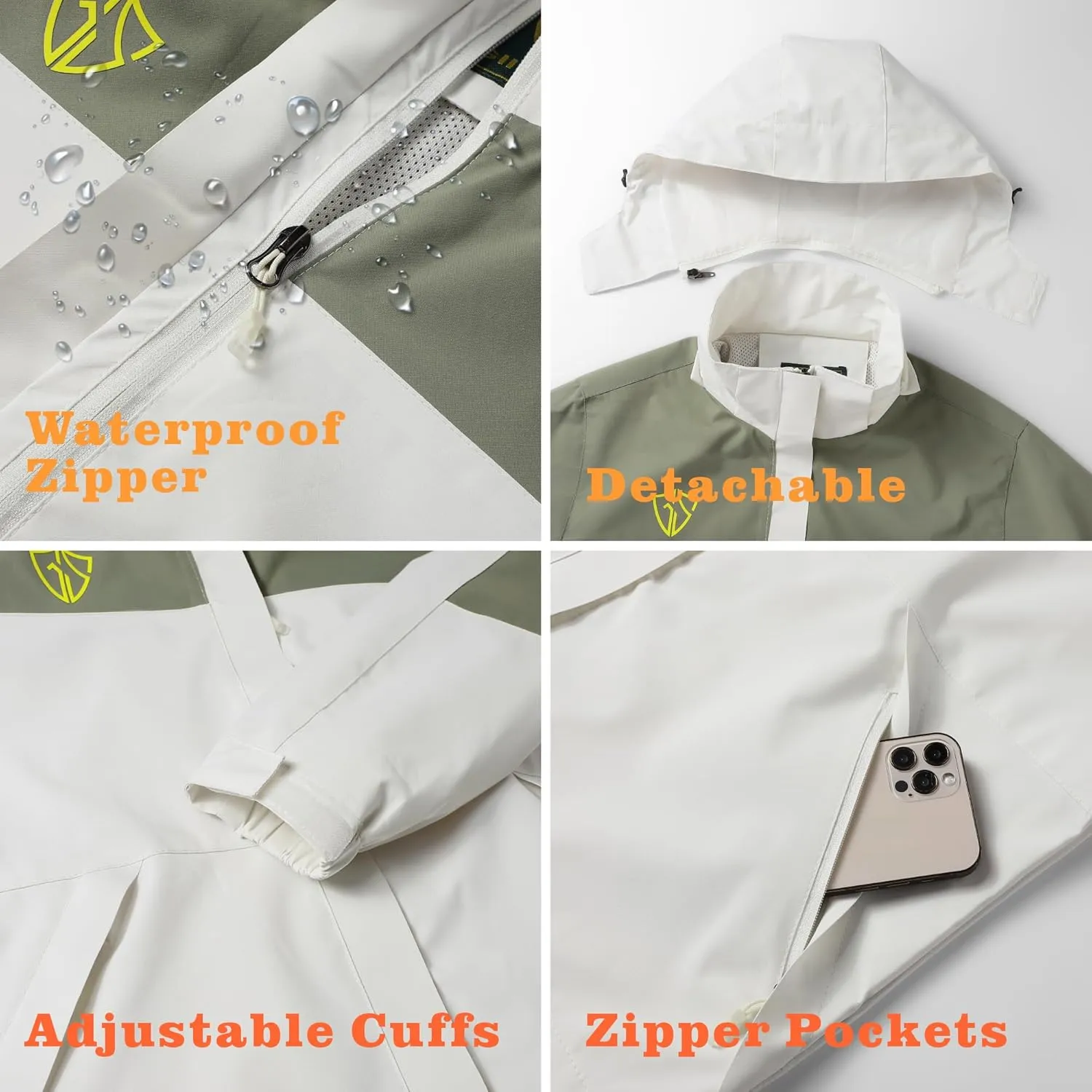GIISAM Rain Jacket for Women, Women's Waterproof Lightweight Rain Jackets Packable Raincoat Windbreaker Coat with Hood
