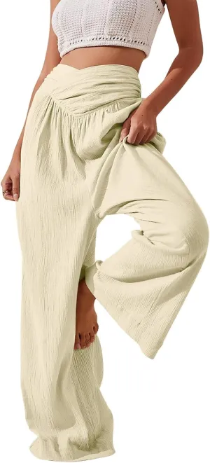 Girl Women Outdoor Pants,Women's High Waisted Wide Leg Sweatpants Casual Yoga Jogger Pants Spring&Summer Clothing
