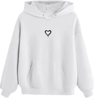 Girls Heart Graphic Print Girls Casual Long Sleeve Hoodies Cute Oversized Fleece Thermal Sweatshirt Tops With Pockets