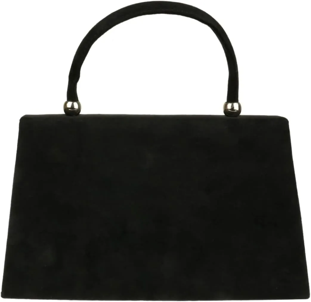 Girly HandBags Top Handle Faux Suede Clutch Bag Grab Holder Womens Handbag