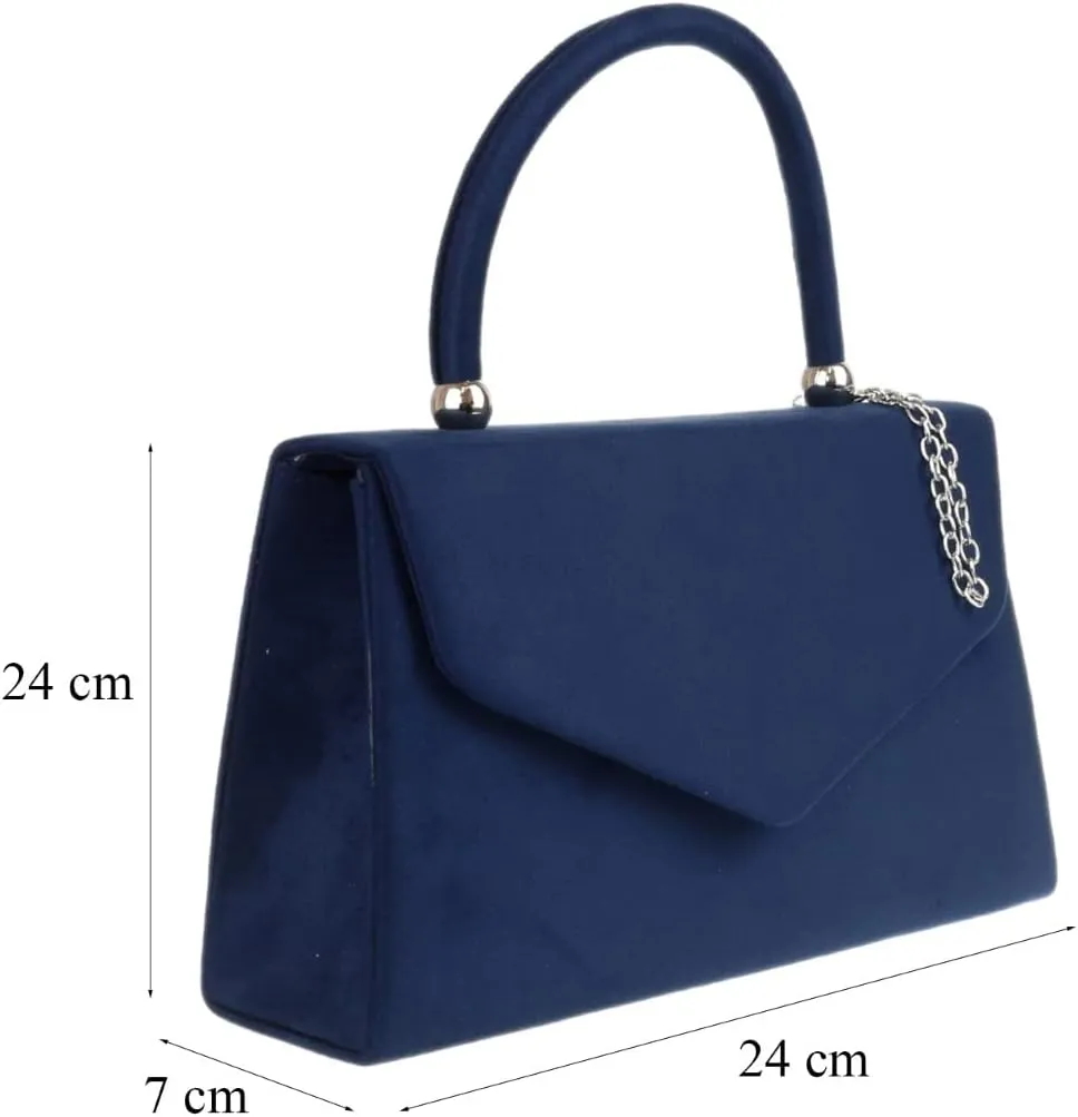 Girly HandBags Top Handle Faux Suede Clutch Bag Grab Holder Womens Handbag
