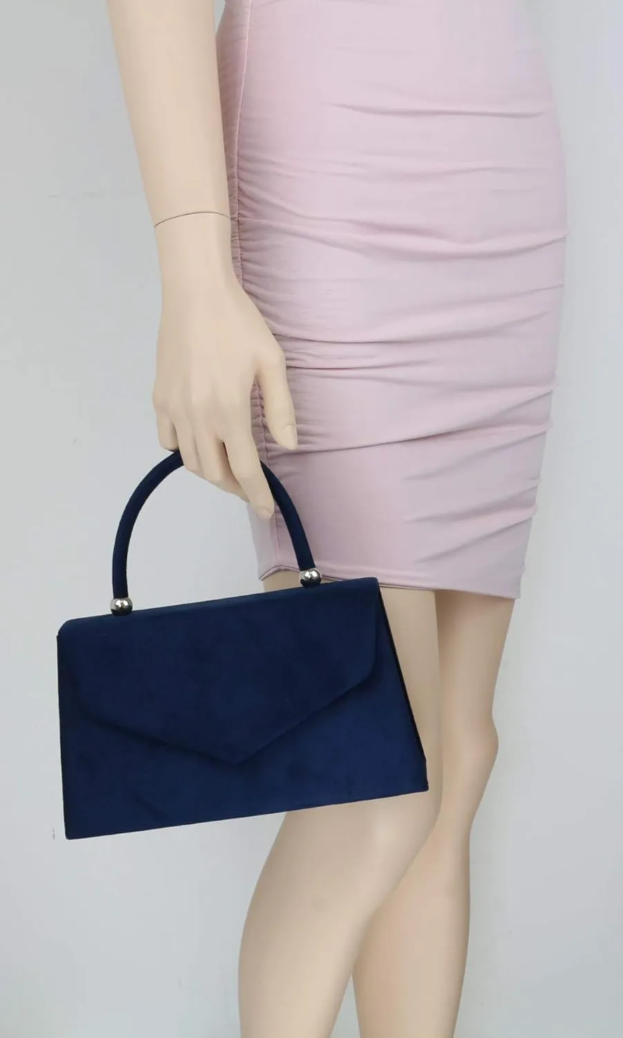 Girly HandBags Top Handle Faux Suede Clutch Bag Grab Holder Womens Handbag